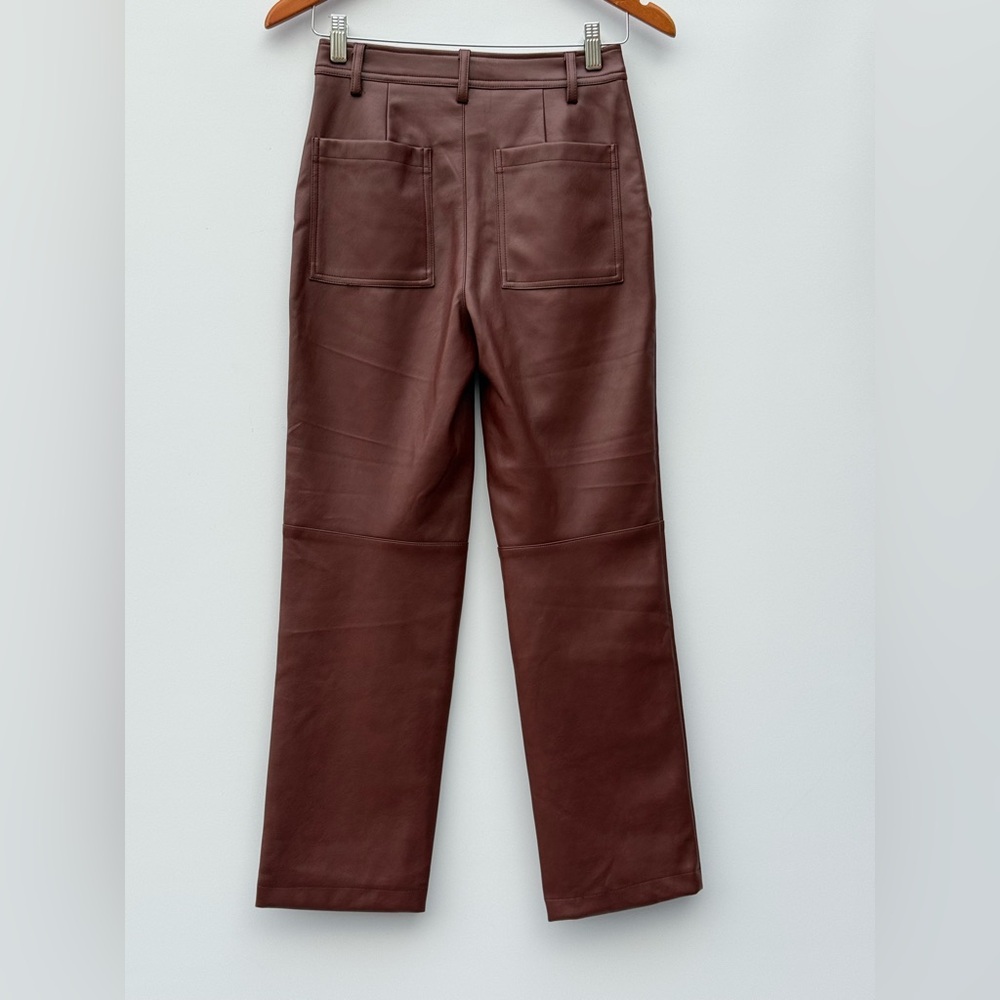7 For All Mankind Brown Faux Leather High Rise Boot Cut Pants Size XS - Picture 4 of 7
